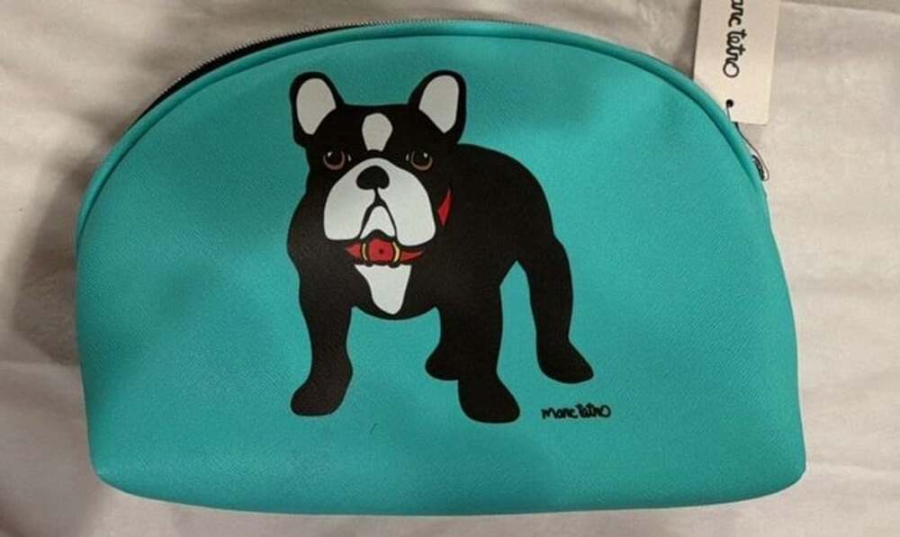 Marc Tetro French Bulldog Teal Cosmetic Makeup Bag